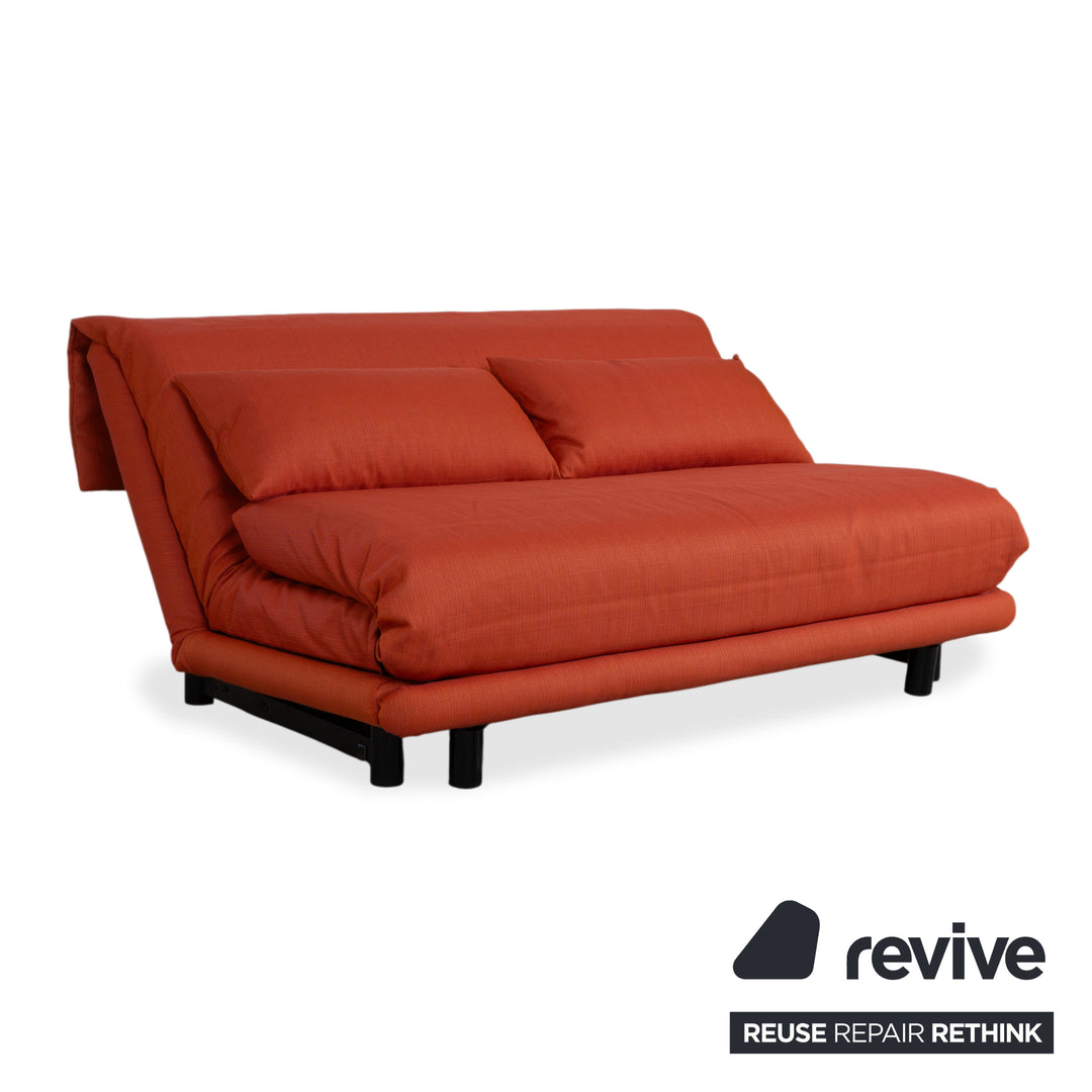 Ligne Roset Multy Stoff Dreisitzer Rot Orange manuelle Funktion Schlafsofa Gestell schwarz Neubezug