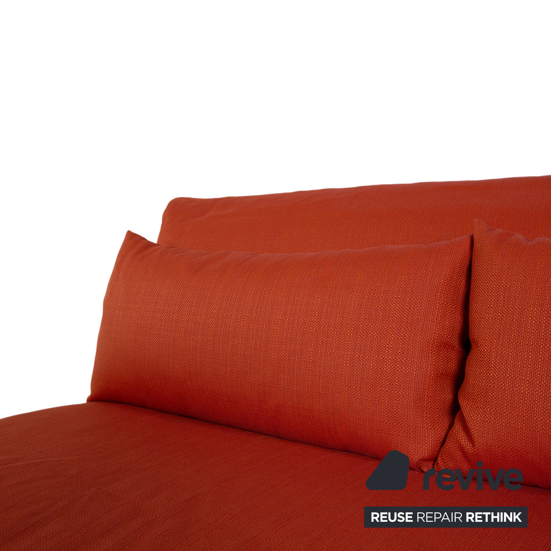 Ligne Roset Multy Stoff Dreisitzer Rot Orange manuelle Funktion Schlafsofa Gestell schwarz Neubezug