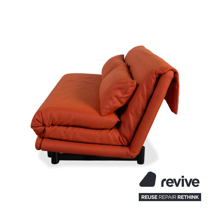 Ligne Roset Multy Stoff Dreisitzer Rot Orange manuelle Funktion Schlafsofa Gestell schwarz Neubezug