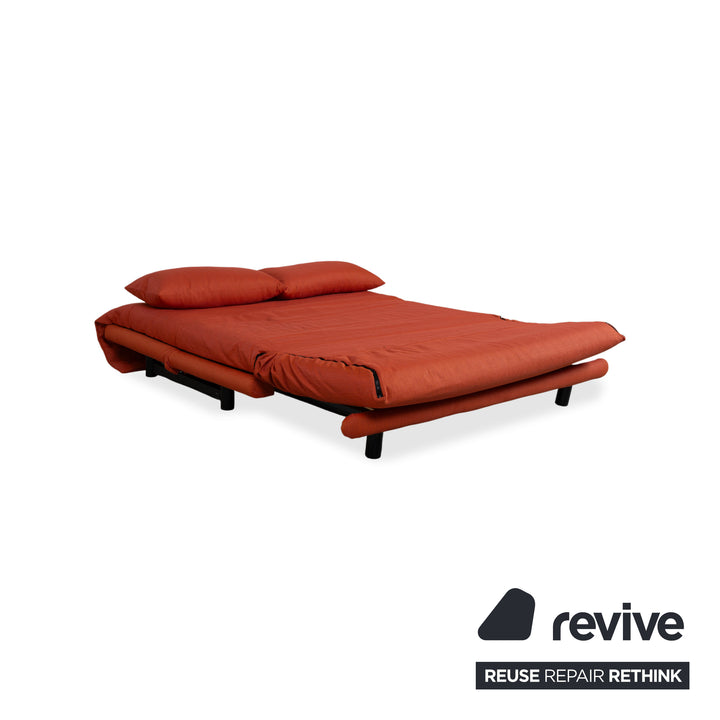 Ligne Roset Multy Stoff Dreisitzer Rot Orange manuelle Funktion Schlafsofa Gestell schwarz Neubezug