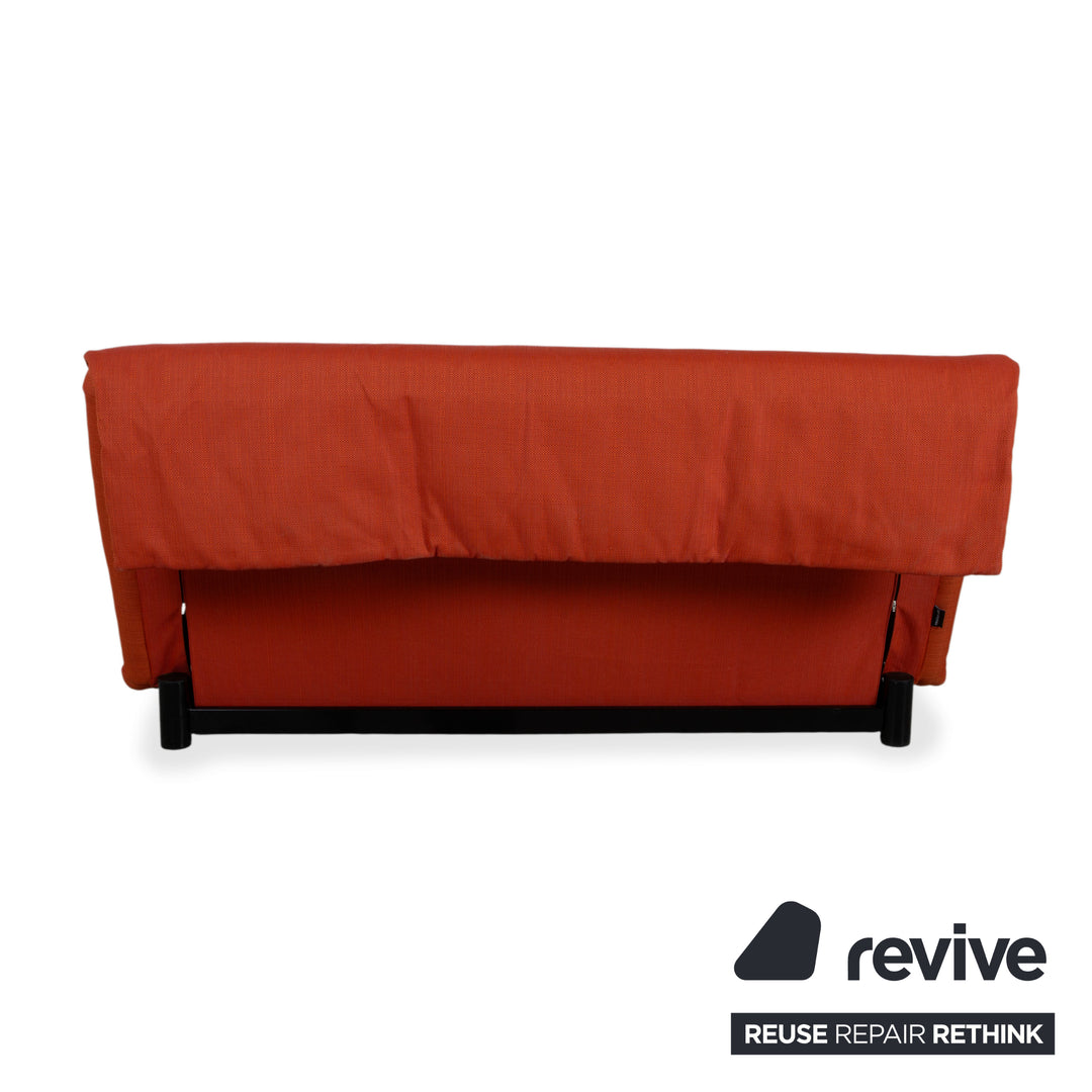Ligne Roset Multy Stoff Dreisitzer Rot Orange manuelle Funktion Schlafsofa Gestell schwarz Neubezug