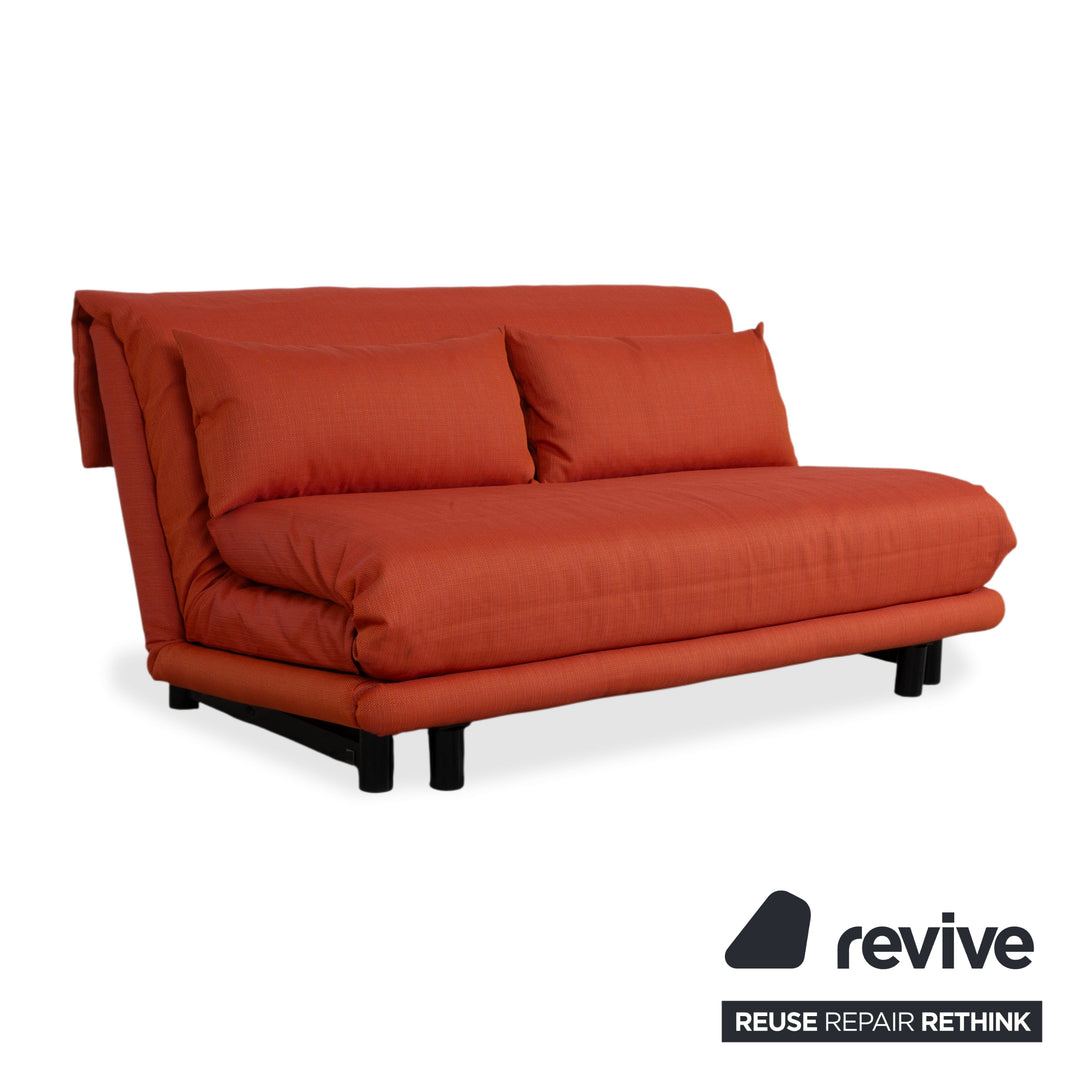 Ligne Roset Multy Stoff Dreisitzer Rot Orange manuelle Funktion Schlafsofa Gestell schwarz Neubezug