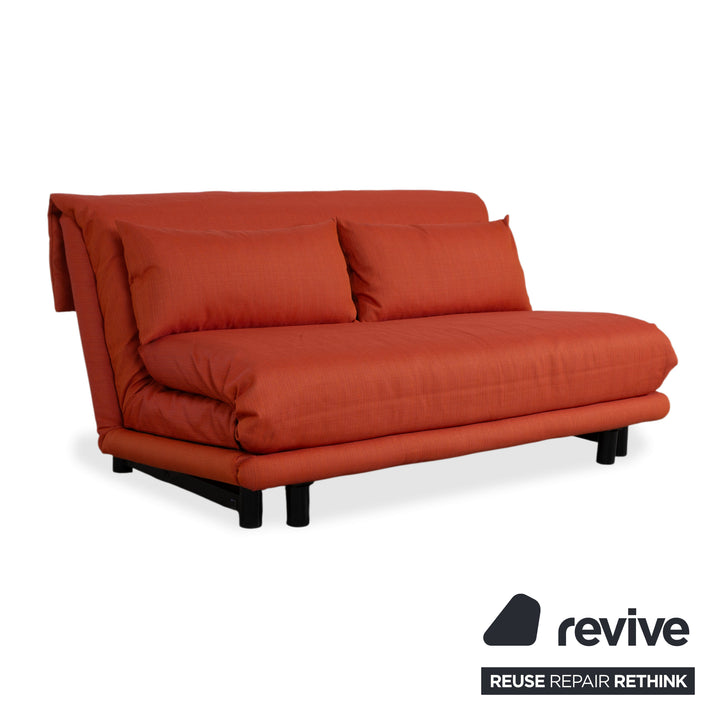 Ligne Roset Multy Stoff Dreisitzer Rot Orange manuelle Funktion Schlafsofa Gestell schwarz Neubezug