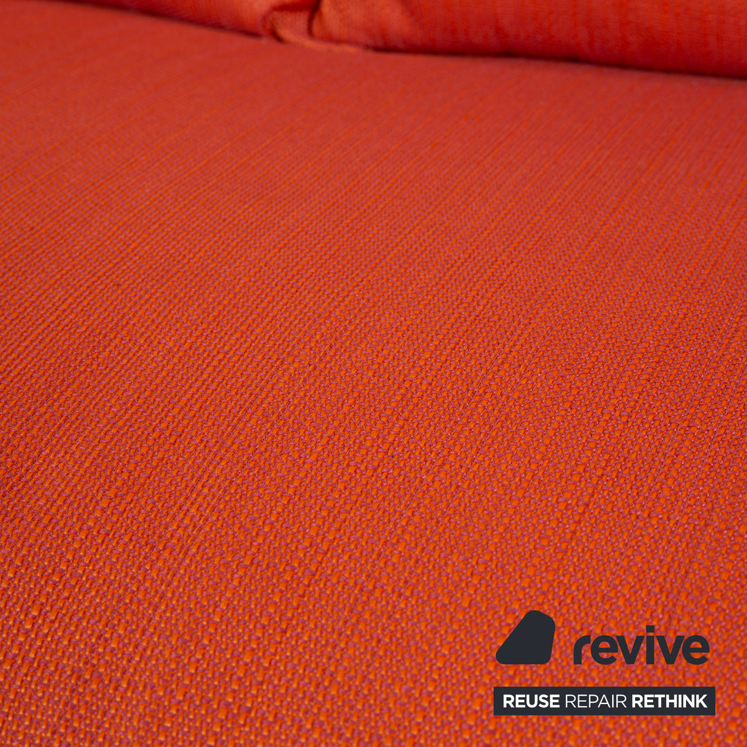 Ligne Roset Multy Stoff Dreisitzer Rot Orange manuelle Funktion Schlafsofa Gestell schwarz Neubezug