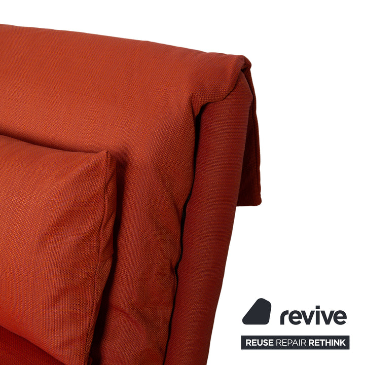 Ligne Roset Multy Stoff Dreisitzer Rot Orange manuelle Funktion Schlafsofa Gestell schwarz Neubezug