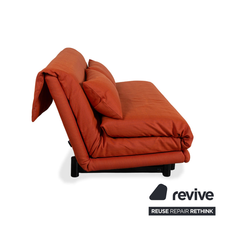 Ligne Roset Multy Stoff Dreisitzer Rot Orange manuelle Funktion Schlafsofa Gestell schwarz Neubezug