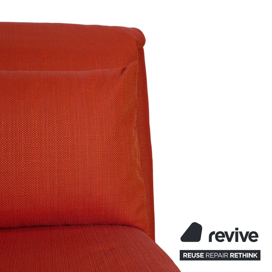Ligne Roset Multy Stoff Dreisitzer Rot Orange manuelle Funktion Schlafsofa Gestell schwarz Neubezug