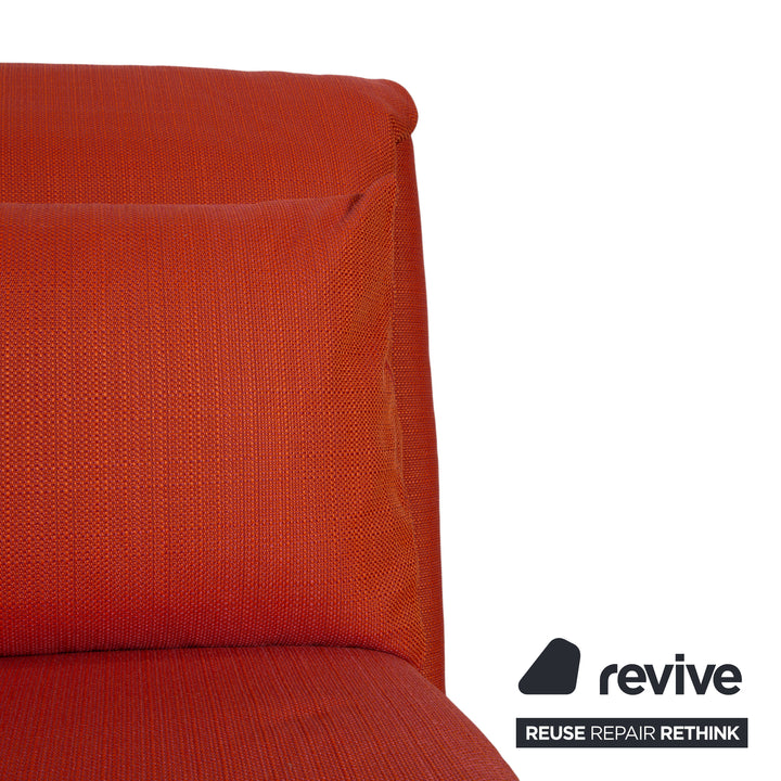 Ligne Roset Multy Stoff Dreisitzer Rot Orange manuelle Funktion Schlafsofa Gestell schwarz Neubezug