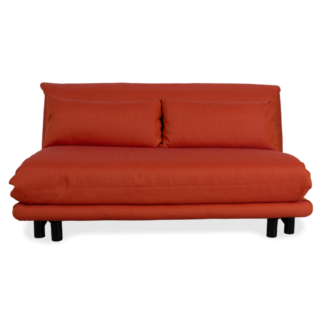 Ligne Roset Multy Stoff Dreisitzer Rot Orange manuelle Funktion Schlafsofa Gestell schwarz Neubezug
