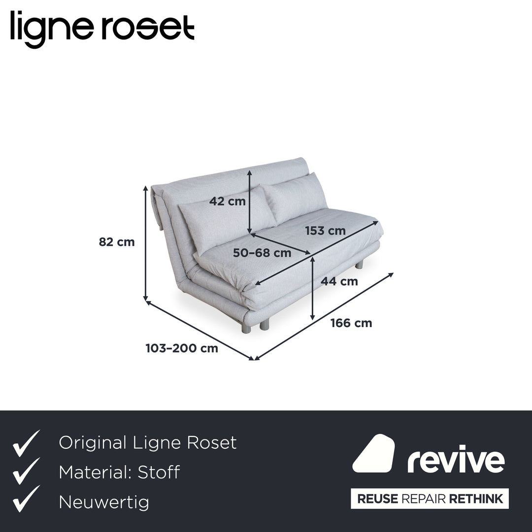 Ligne Roset Multy Stoff Dreisitzer Grau Manuelle Funktion Sofa Couch Schlafsofa Neubezug VERANO 600