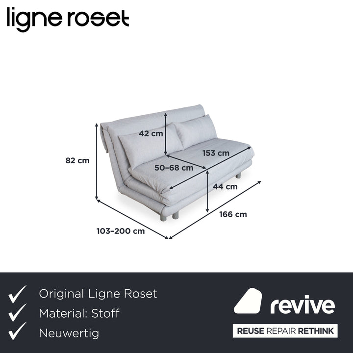Ligne Roset Multy Stoff Dreisitzer Grau Manuelle Funktion Sofa Couch Schlafsofa Neubezug VERANO 600