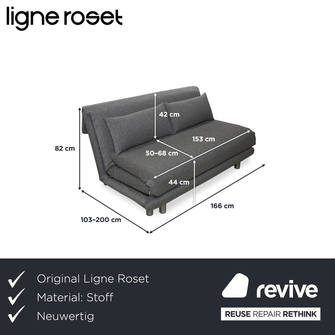 Ligne Roset Multy Stoff Dreisitzer Grau manuelle Schlaffunktion Neubezug GLOW 534