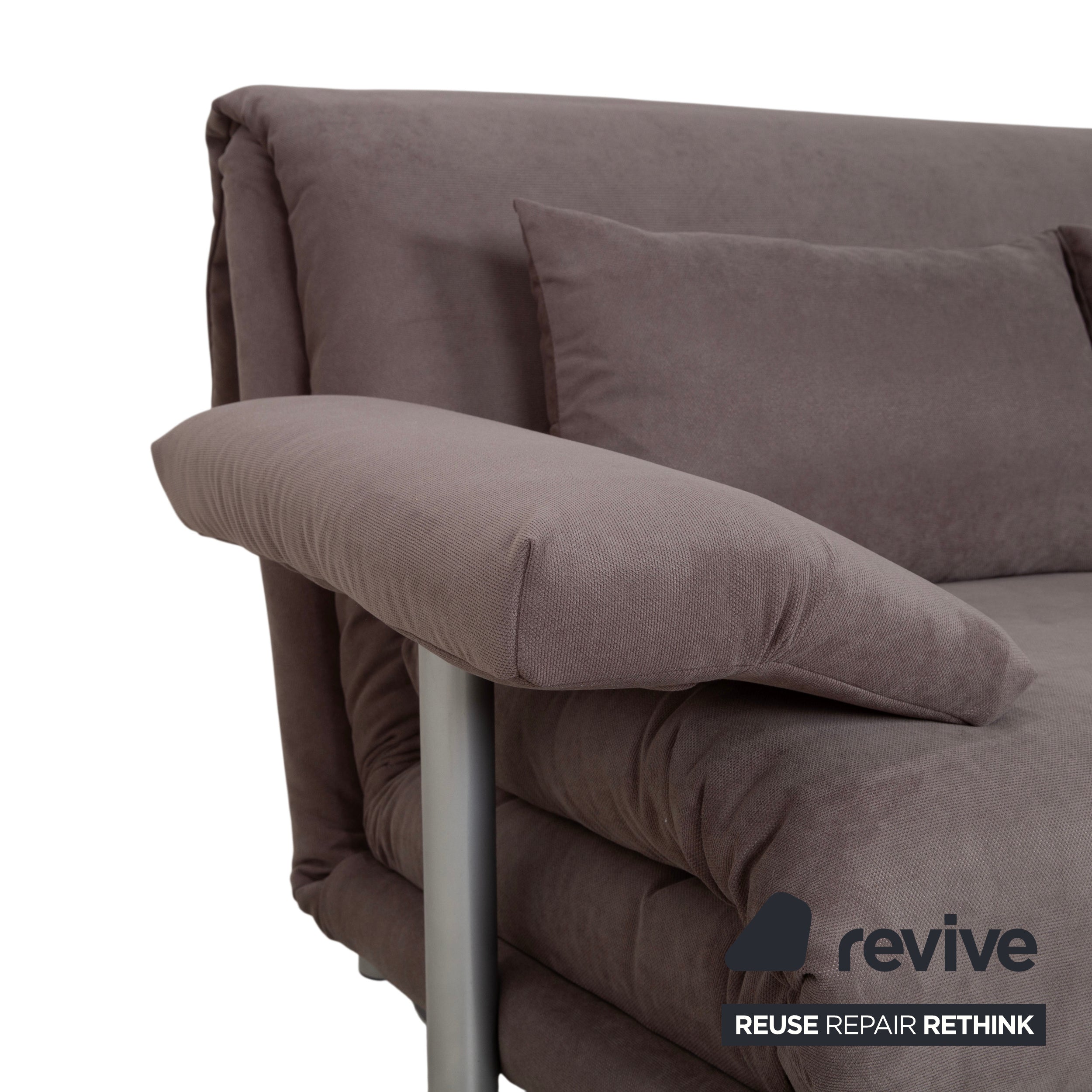 Ligne Roset Multy Tissu Trois places Gris Taupe Fonction couchage manuel Canapé Refait à neuf