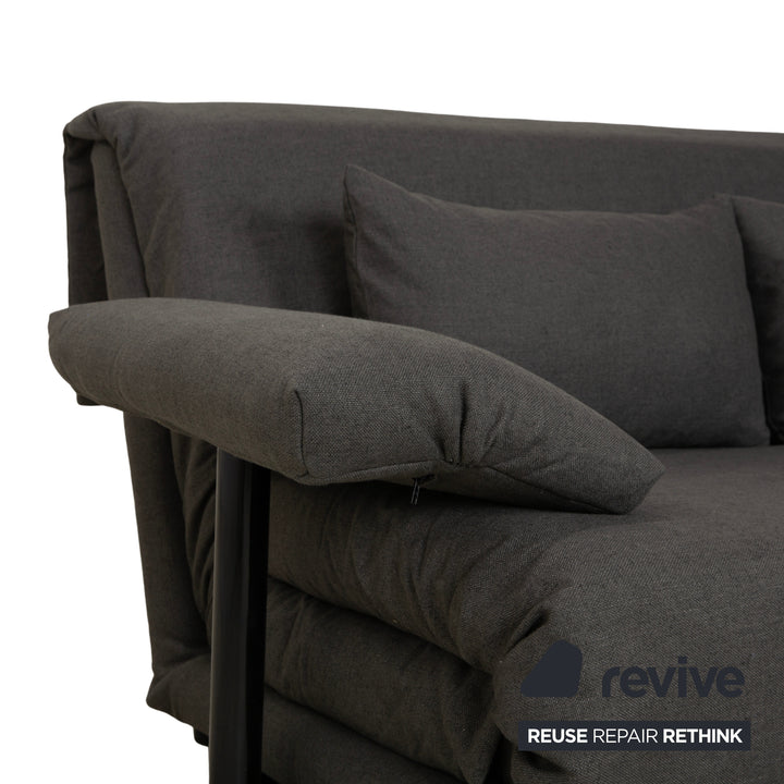 Ligne Roset Multy Stoff Dreisitzer Grau manuelle Schlaffunktion Sofa Couch Neubezug