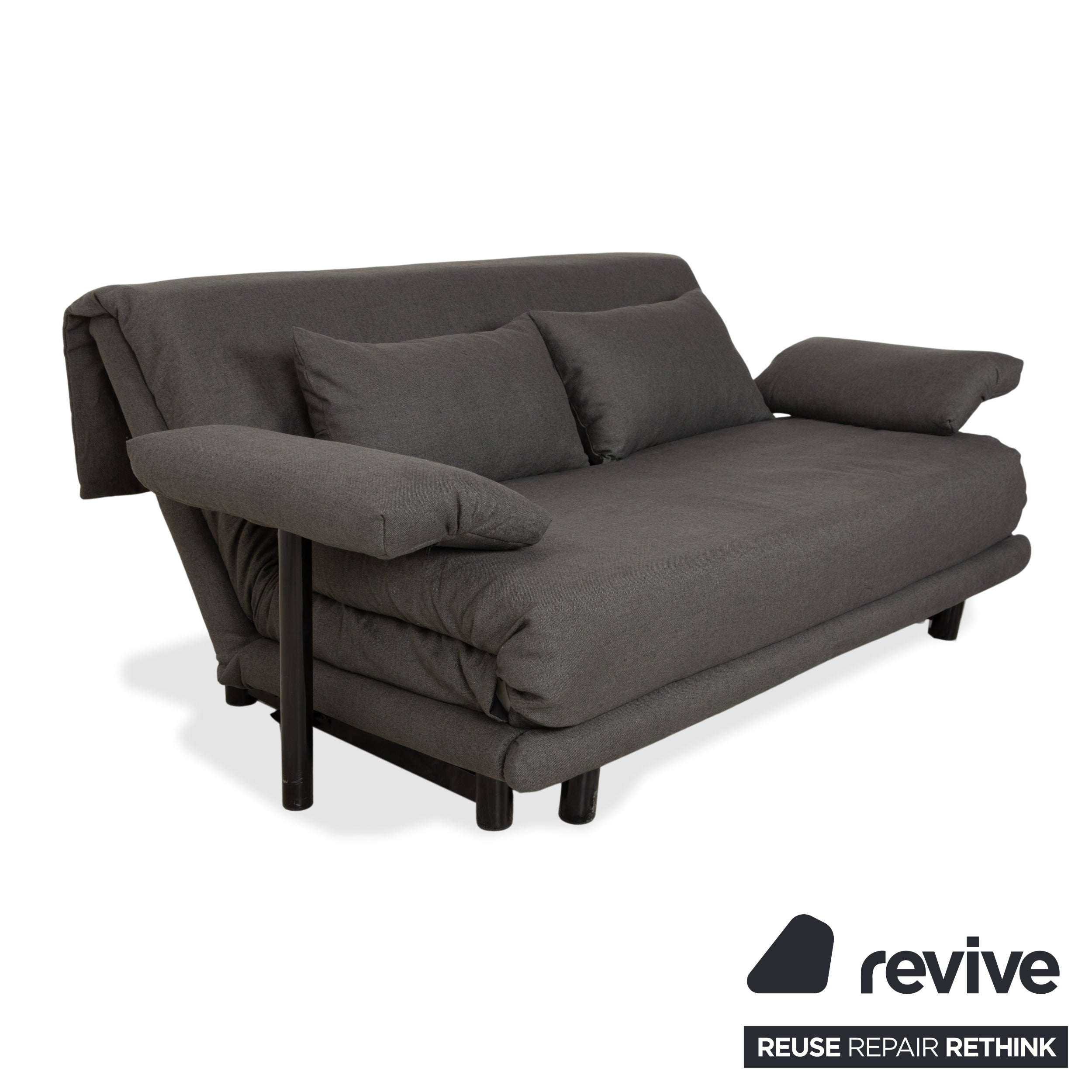 Ligne Roset Multy Stoff Dreisitzer Grau manuelle Schlaffunktion Sofa Couch Neubezug