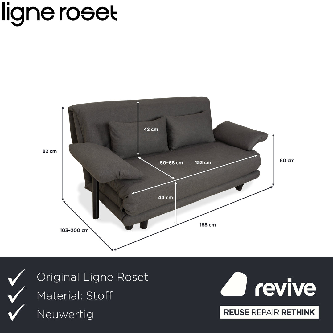 Ligne Roset Multy Stoff Dreisitzer Grau manuelle Schlaffunktion Sofa Couch Neubezug
