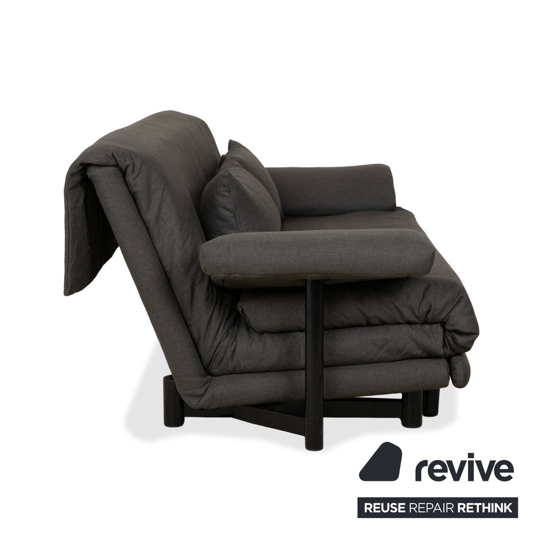 Ligne Roset Multy Stoff Dreisitzer Grau manuelle Schlaffunktion Sofa Couch Neubezug