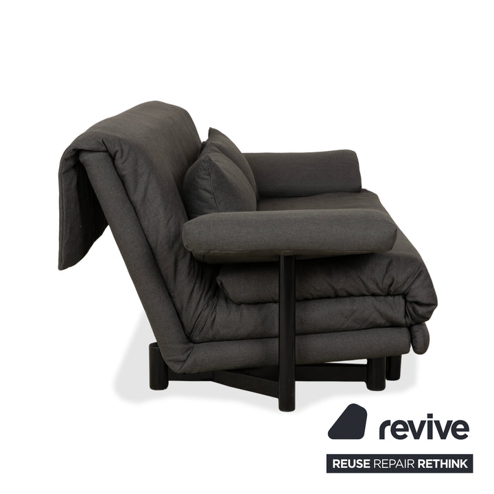 Ligne Roset Multy Stoff Dreisitzer Grau manuelle Schlaffunktion Sofa Couch Neubezug
