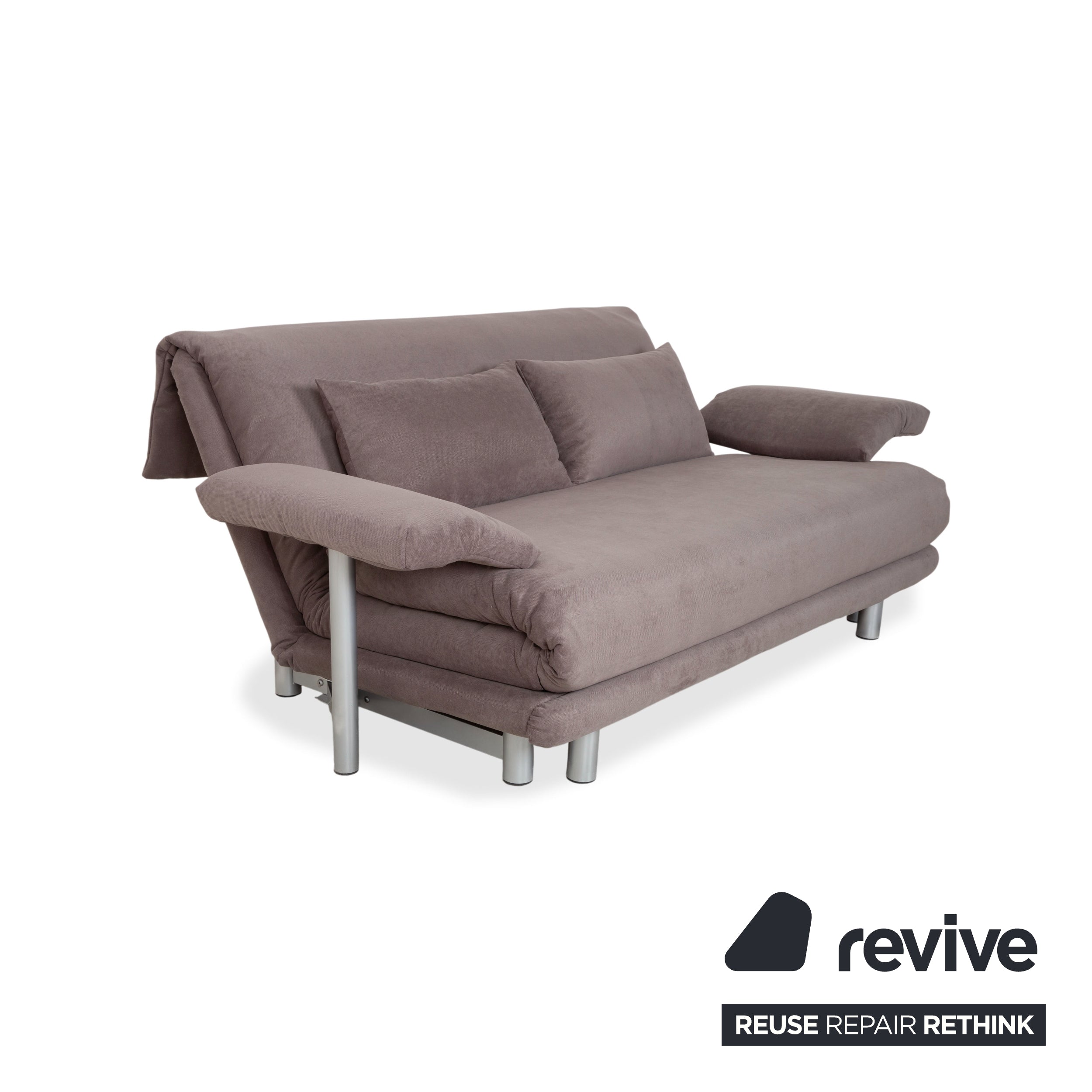 Ligne Roset Multy Tissu Trois places Gris Taupe Fonction couchage manuel Canapé Refait à neuf