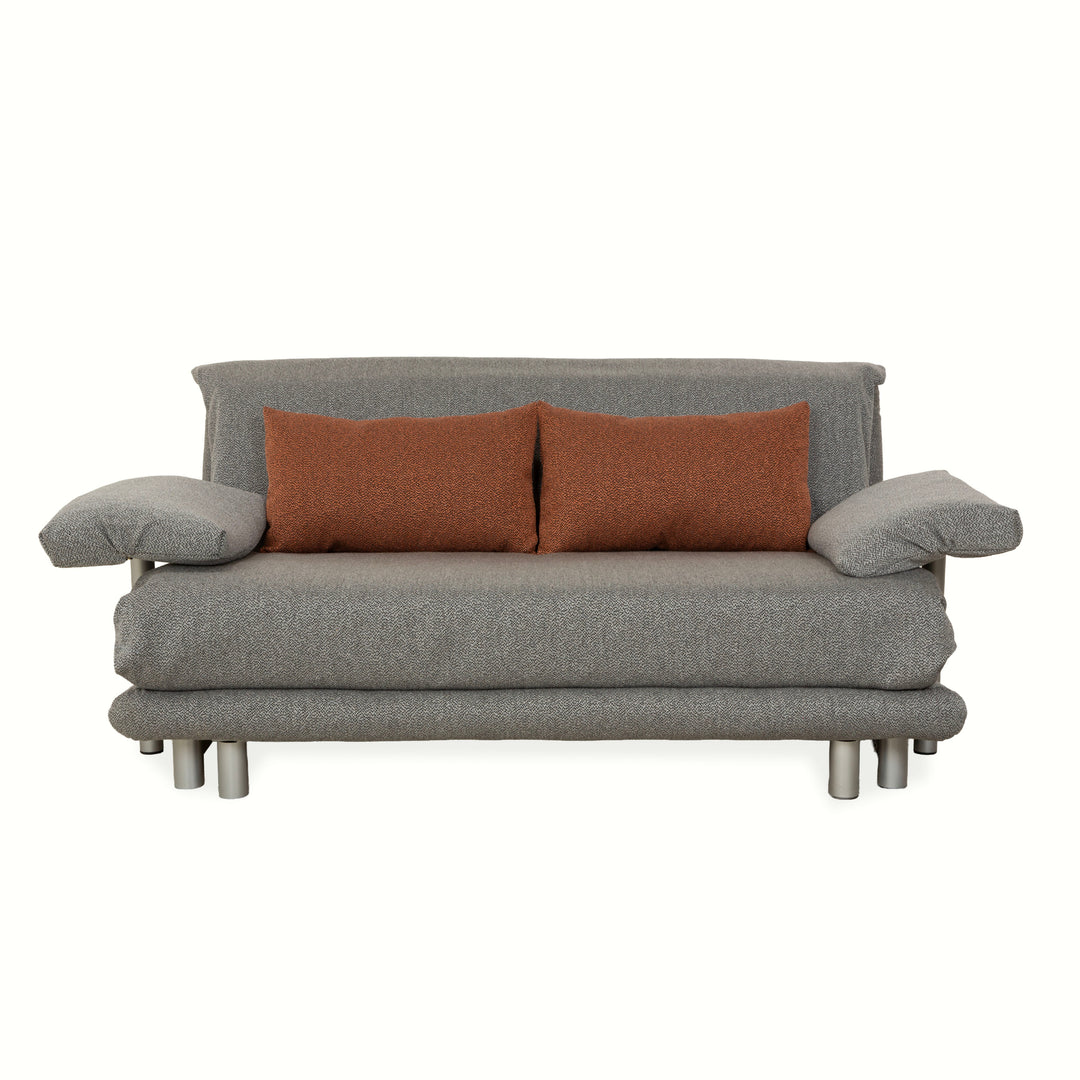Ligne Roset Multy Stoff Dreisitzer Grau manuelle Schlaffunktion Sofa Couch Neubezug inkl. Armlehnen