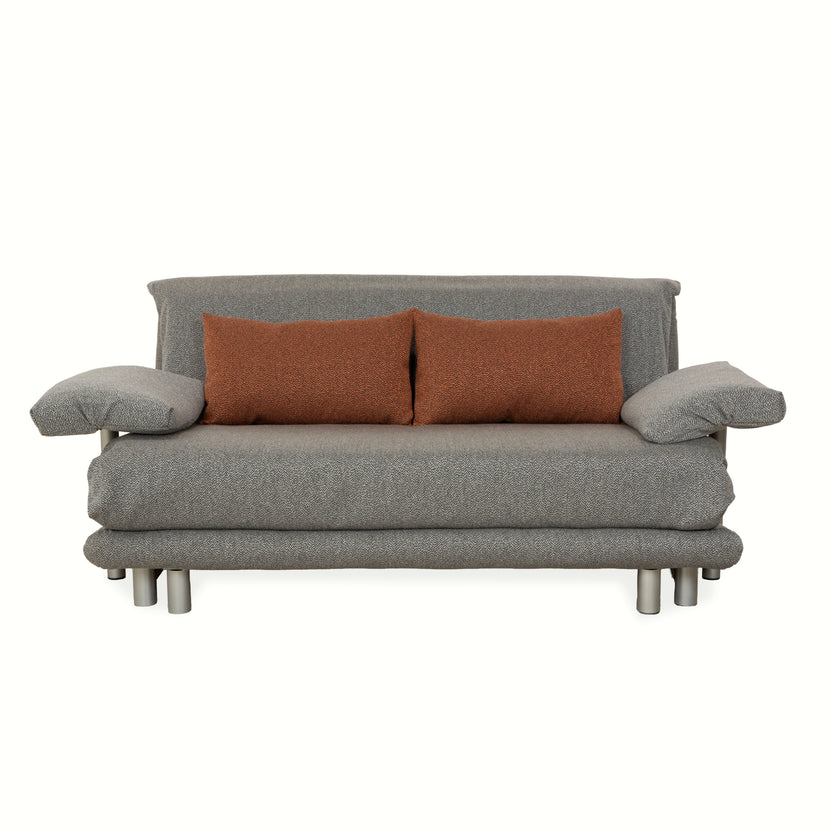 Ligne Roset Multy Stoff Dreisitzer Grau manuelle Schlaffunktion Sofa Couch Neubezug inkl. Armlehnen