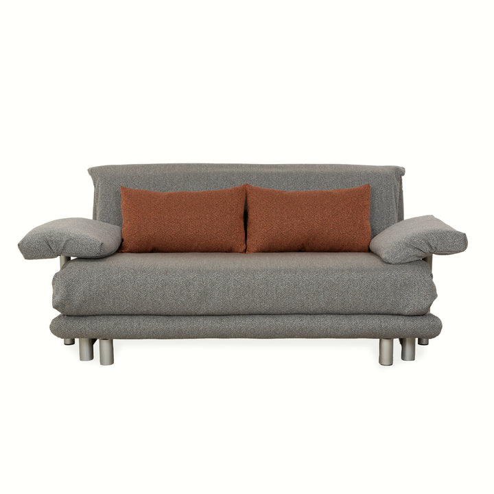 Ligne Roset Multy Stoff Dreisitzer Grau manuelle Schlaffunktion Sofa Couch Neubezug inkl. Armlehnen