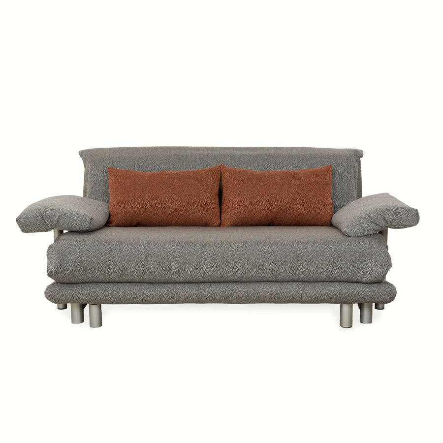 Ligne Roset Multy Stoff Dreisitzer Grau manuelle Schlaffunktion Sofa Couch Neubezug inkl. Armlehnen
