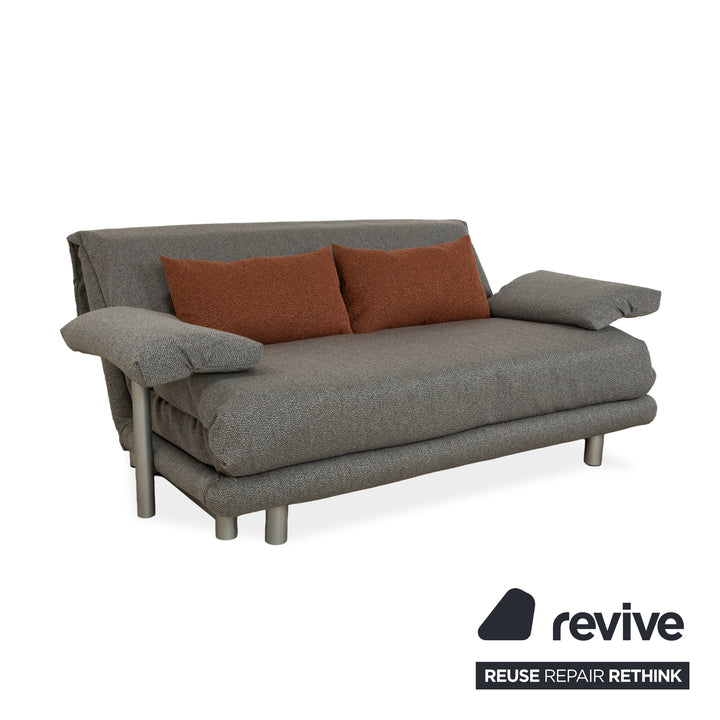 Ligne Roset Multy Stoff Dreisitzer Grau manuelle Schlaffunktion Sofa Couch Neubezug inkl. Armlehnen