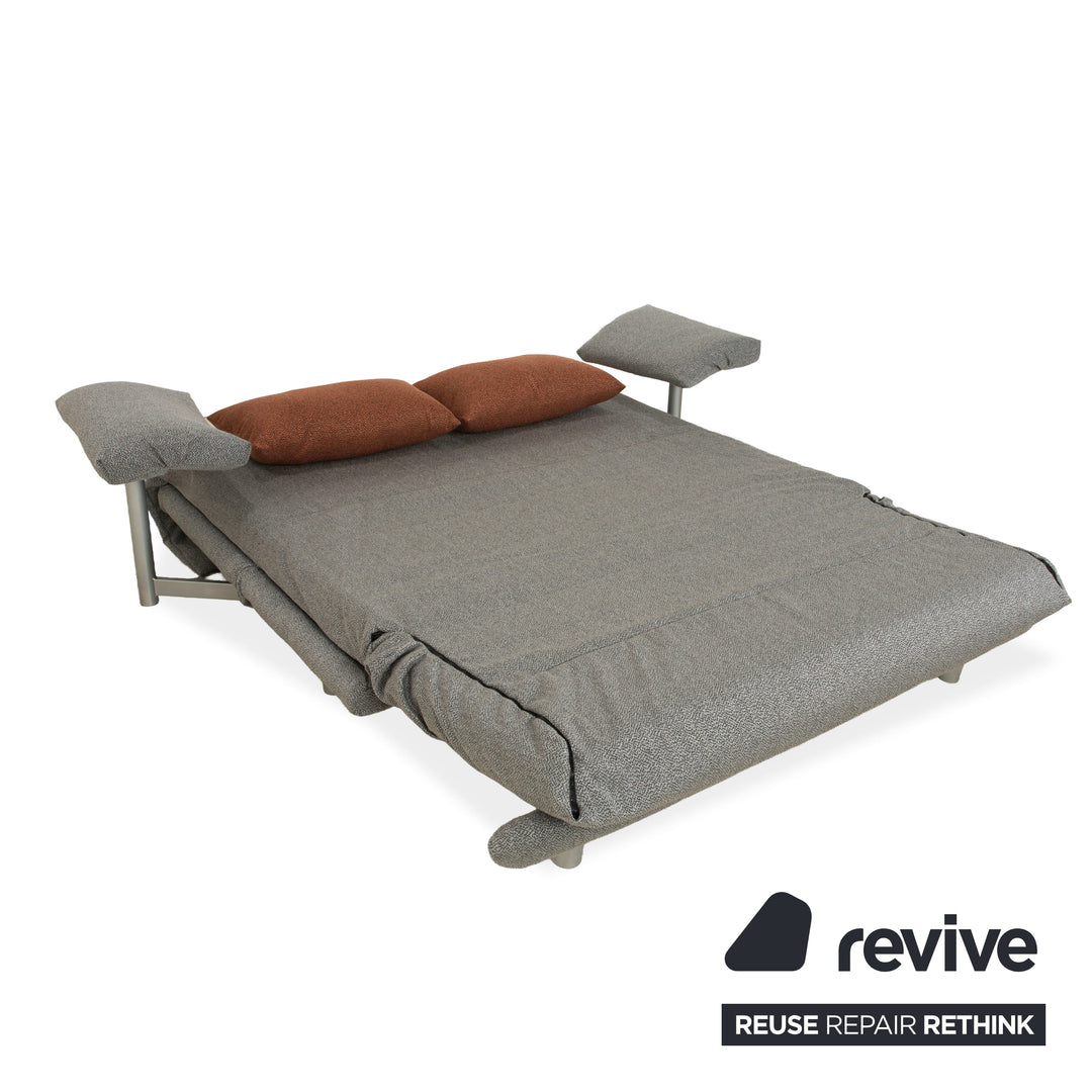 Ligne Roset Multy Stoff Dreisitzer Grau manuelle Schlaffunktion Sofa Couch Neubezug inkl. Armlehnen