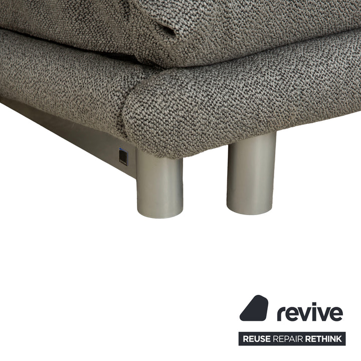 Ligne Roset Multy Stoff Dreisitzer Grau manuelle Schlaffunktion Sofa Couch Neubezug inkl. Armlehnen