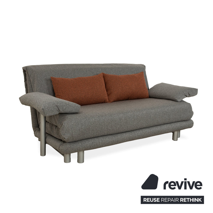Ligne Roset Multy Stoff Dreisitzer Grau manuelle Schlaffunktion Sofa Couch Neubezug inkl. Armlehnen