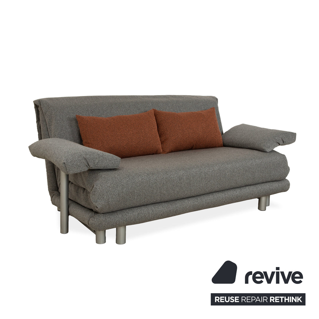 Ligne Roset Multy Stoff Dreisitzer Grau manuelle Schlaffunktion Sofa Couch Neubezug inkl. Armlehnen