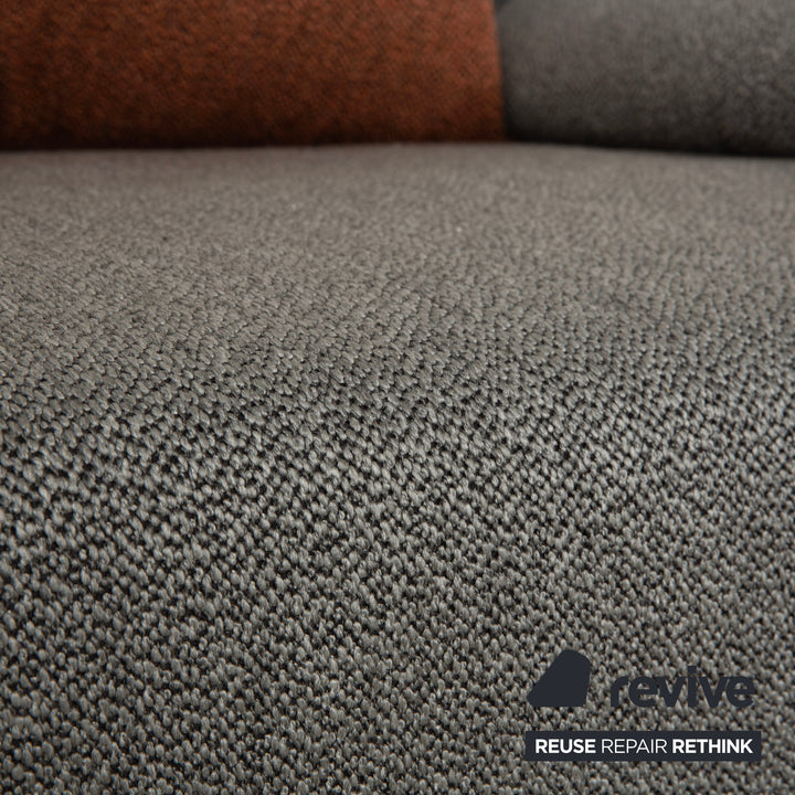 Ligne Roset Multy Stoff Dreisitzer Grau manuelle Schlaffunktion Sofa Couch Neubezug inkl. Armlehnen