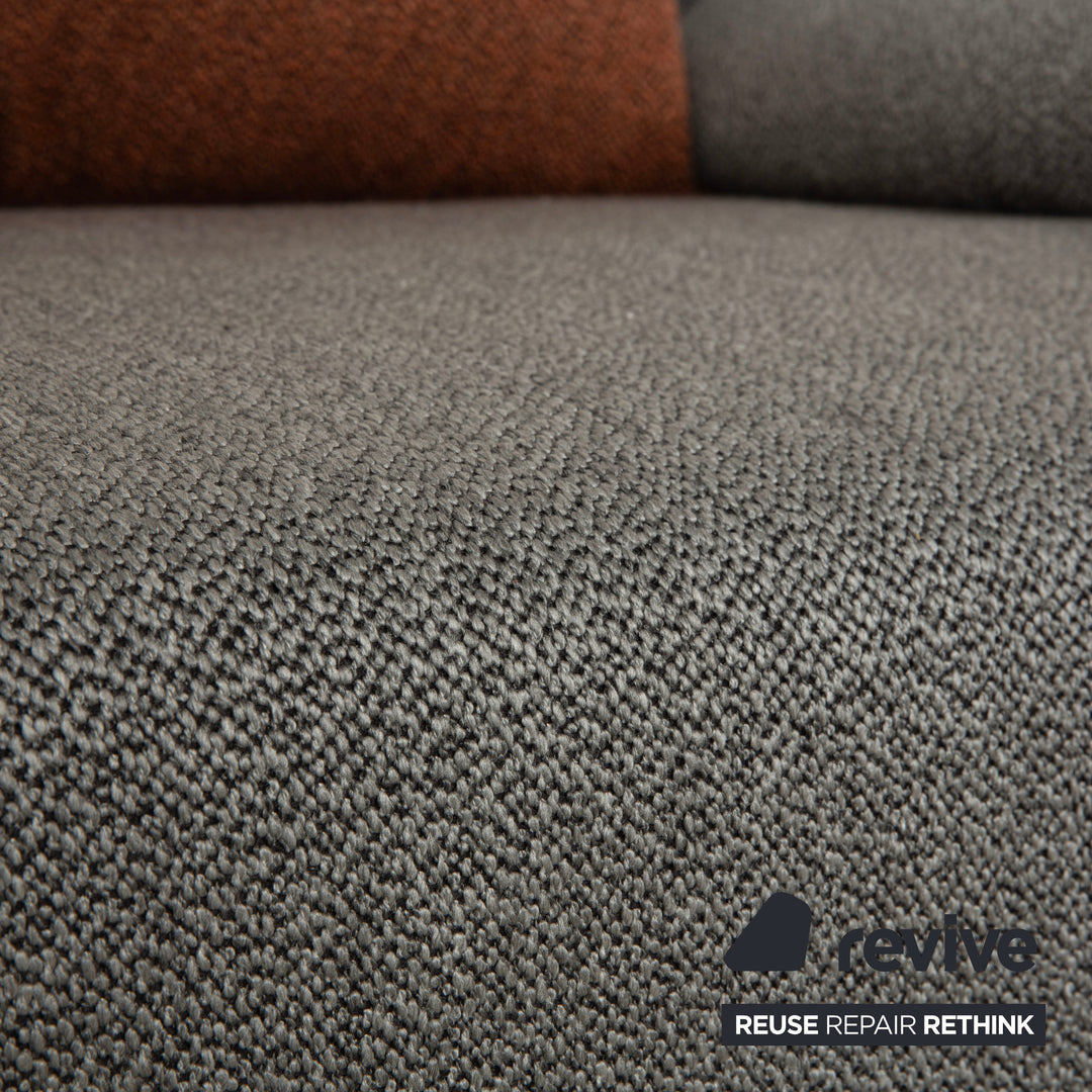 Ligne Roset Multy Stoff Dreisitzer Grau manuelle Schlaffunktion Sofa Couch Neubezug inkl. Armlehnen