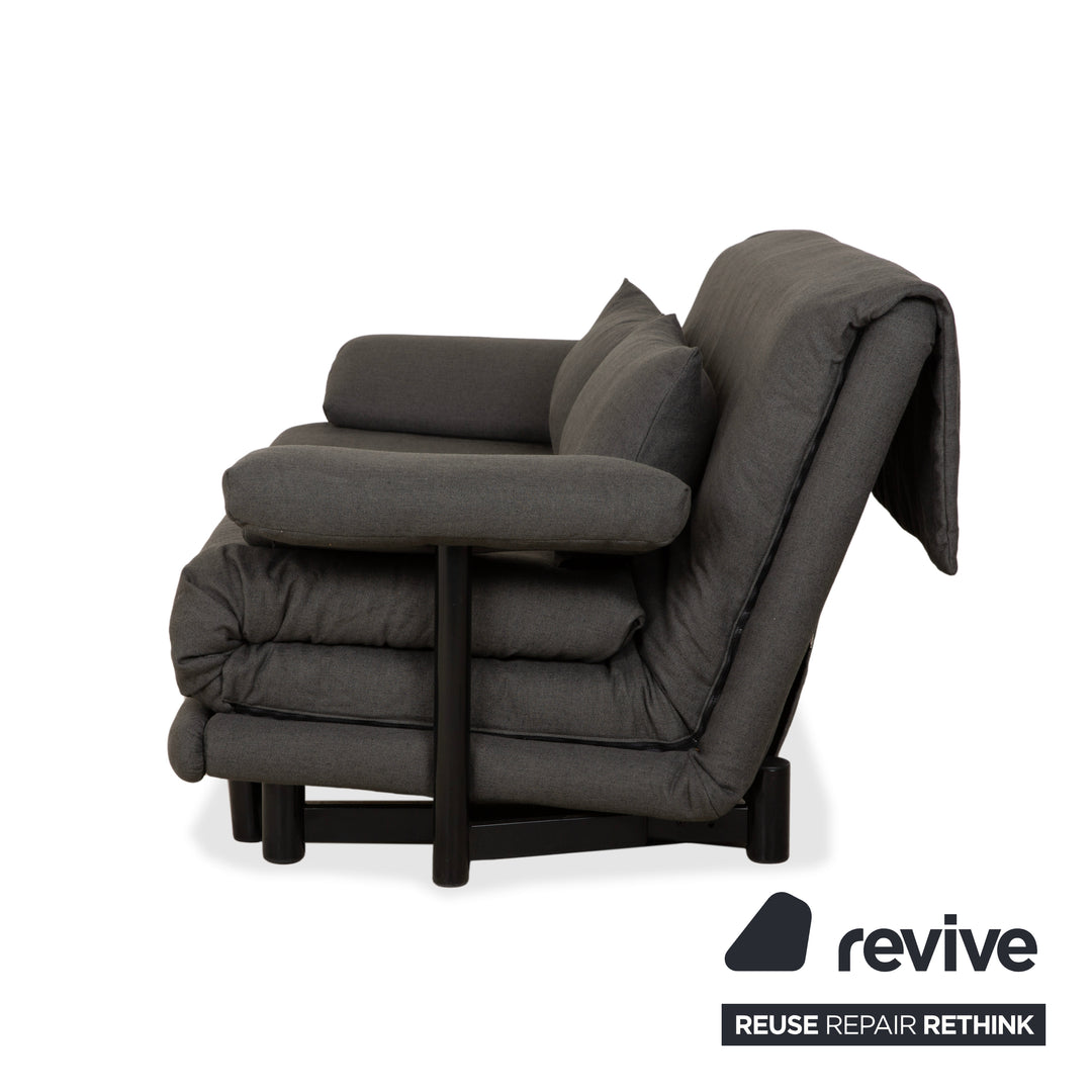 Ligne Roset Multy Stoff Dreisitzer Grau manuelle Schlaffunktion Sofa Couch Neubezug
