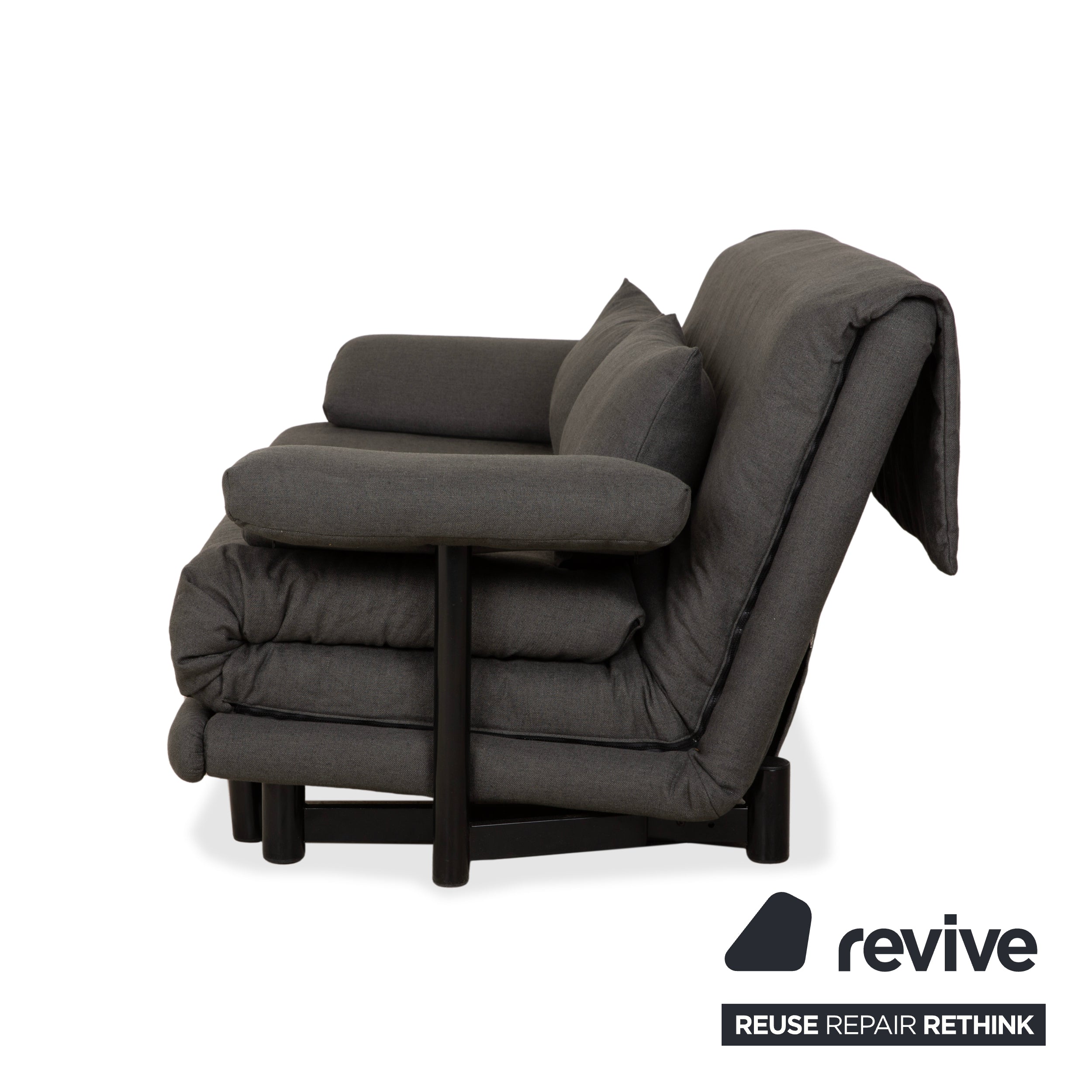 Ligne Roset Multy Stoff Dreisitzer Grau manuelle Schlaffunktion Sofa Couch Neubezug