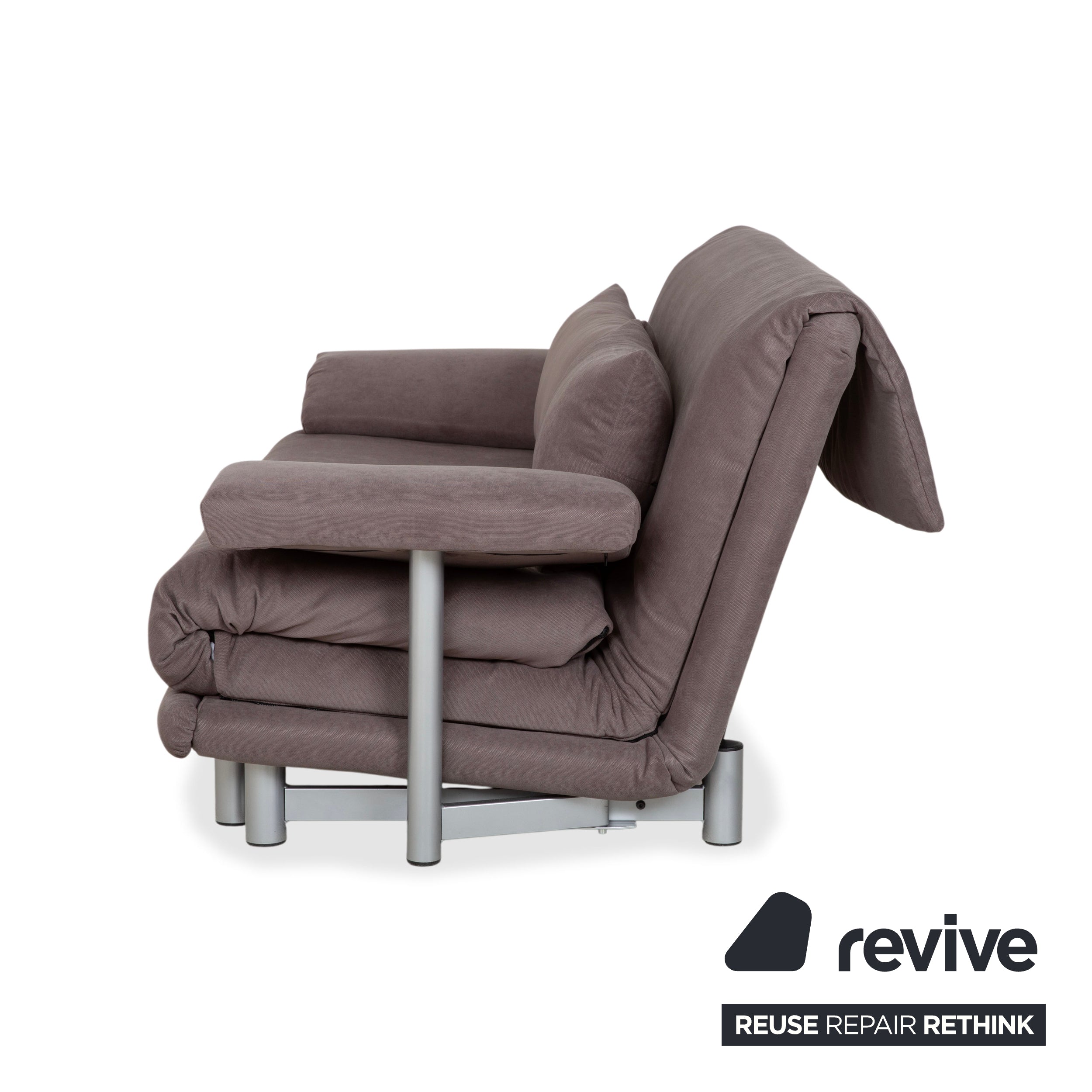Ligne Roset Multy Tissu Trois places Gris Taupe Fonction couchage manuel Canapé Refait à neuf