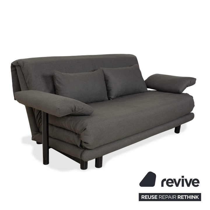 Ligne Roset Multy Stoff Dreisitzer Grau manuelle Schlaffunktion Sofa Couch Neubezug