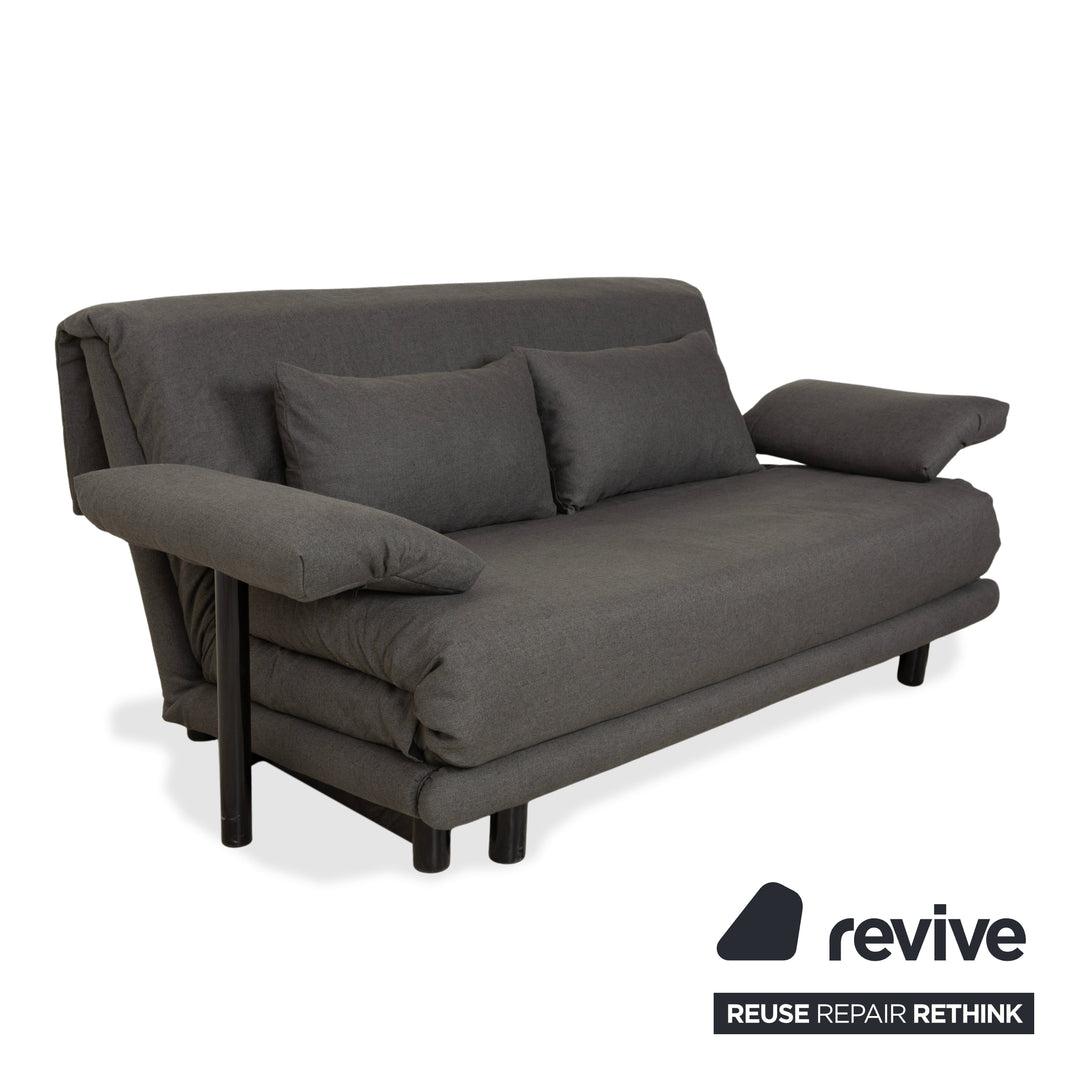 Ligne Roset Multy fabric three-seater grey manual sleeper function sofa couch reupholstery