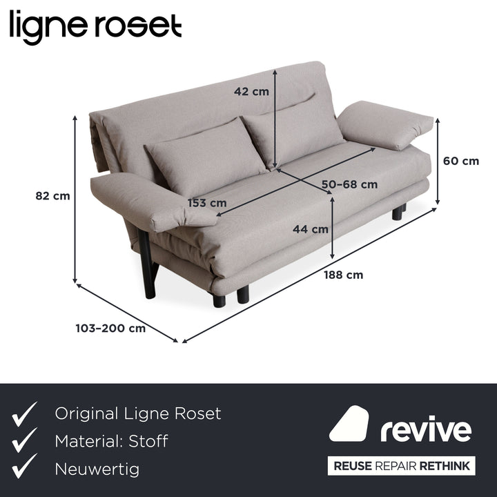 Ligne Roset Multy Stoff Dreisitzer Grau Schlaffunktion