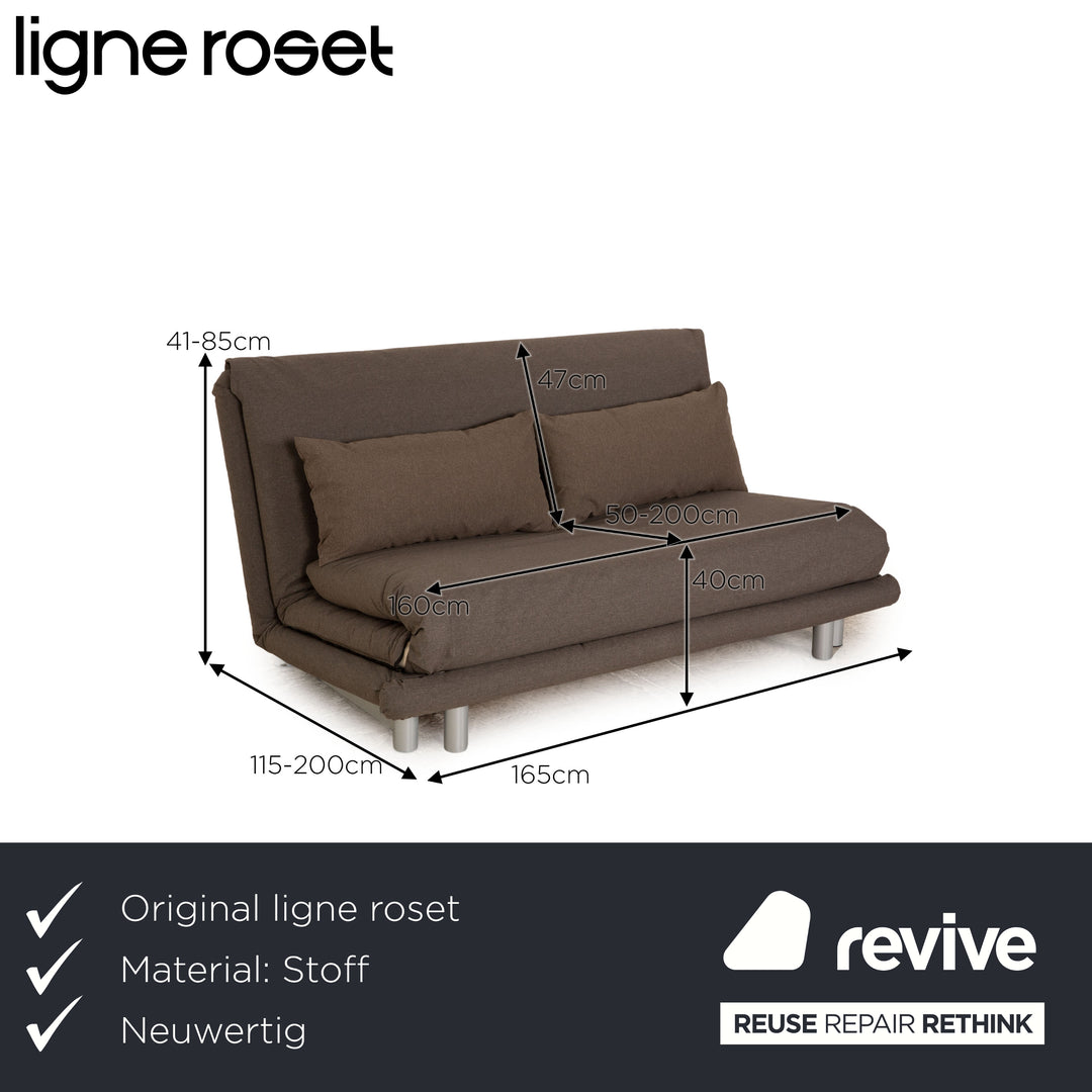 Ligne roset Canapé lit 3 places en tissu Multy gris fonction manuelle housse neuve