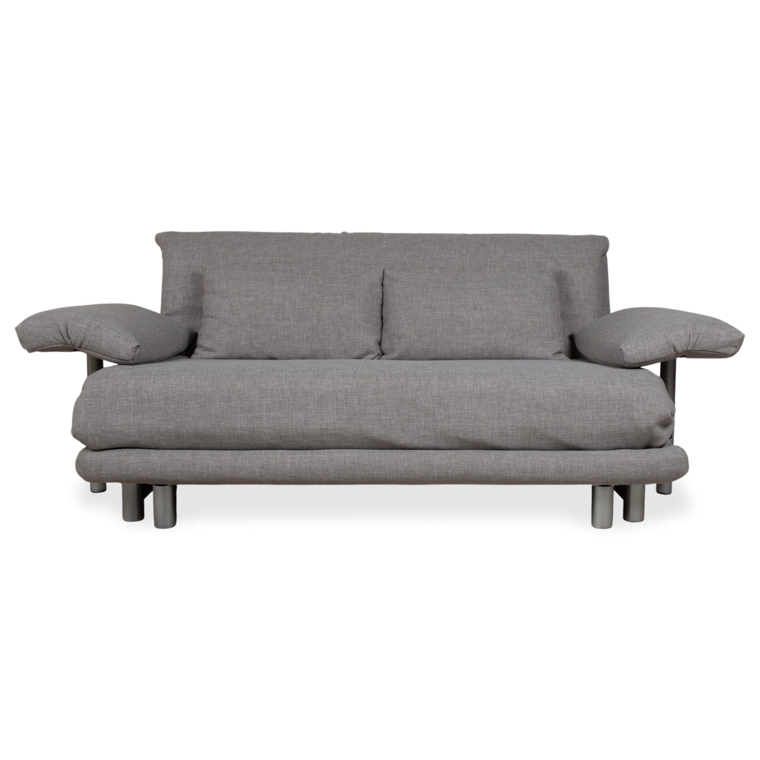Ligne Roset Multy Stoff Dreisitzer Grau Sofa Couch manuelle Funktion Neubezug mit Armlehnen VIVO 601