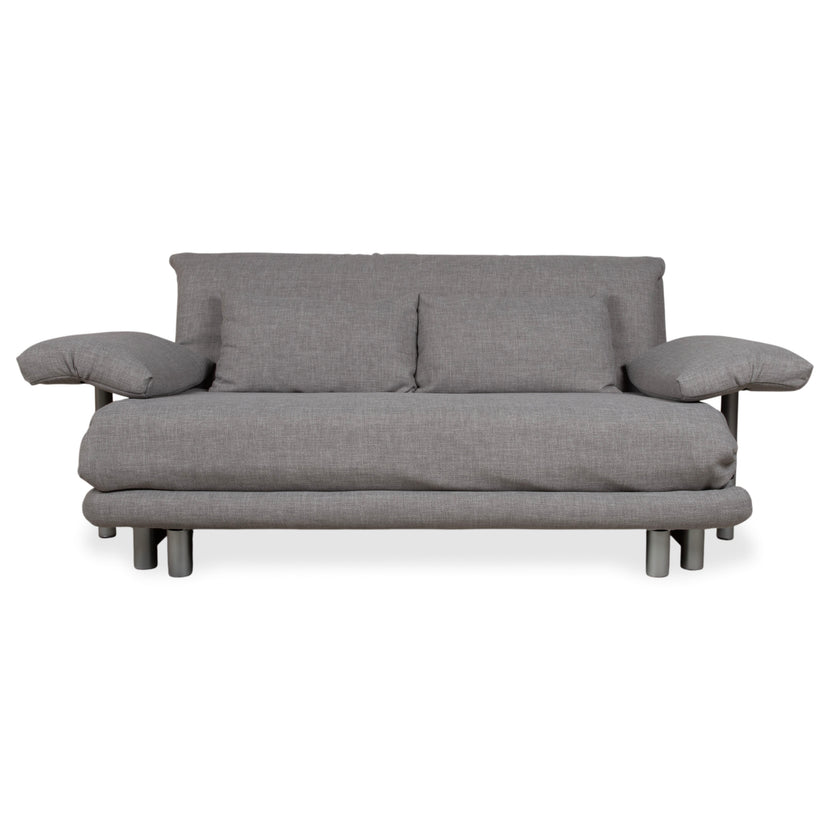 Ligne Roset Multy Stoff Dreisitzer Grau Sofa Couch manuelle Funktion Neubezug mit Armlehnen VIVO 601