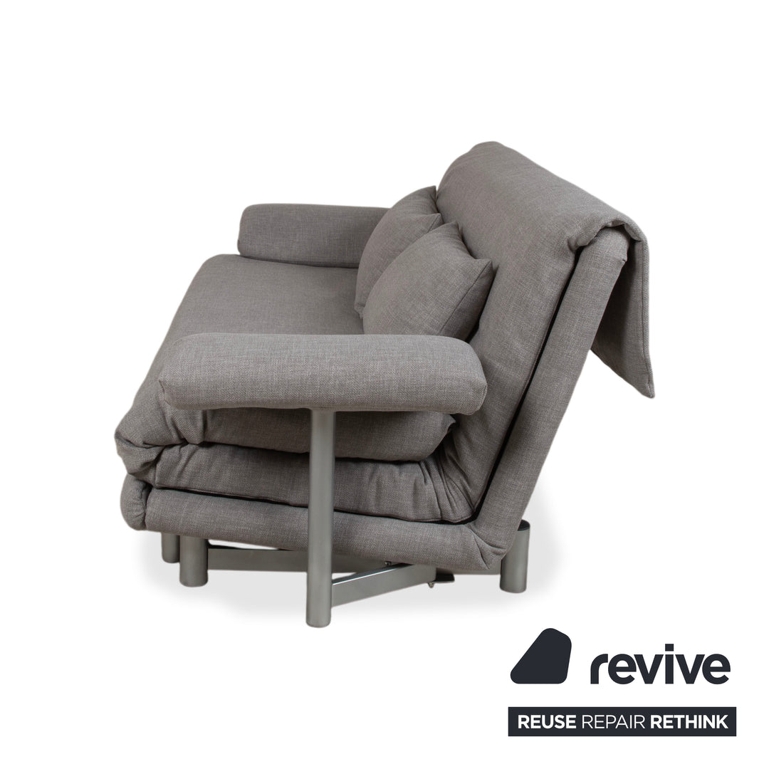 Ligne Roset Multy Stoff Dreisitzer Grau Sofa Couch manuelle Funktion Neubezug mit Armlehnen VIVO 601