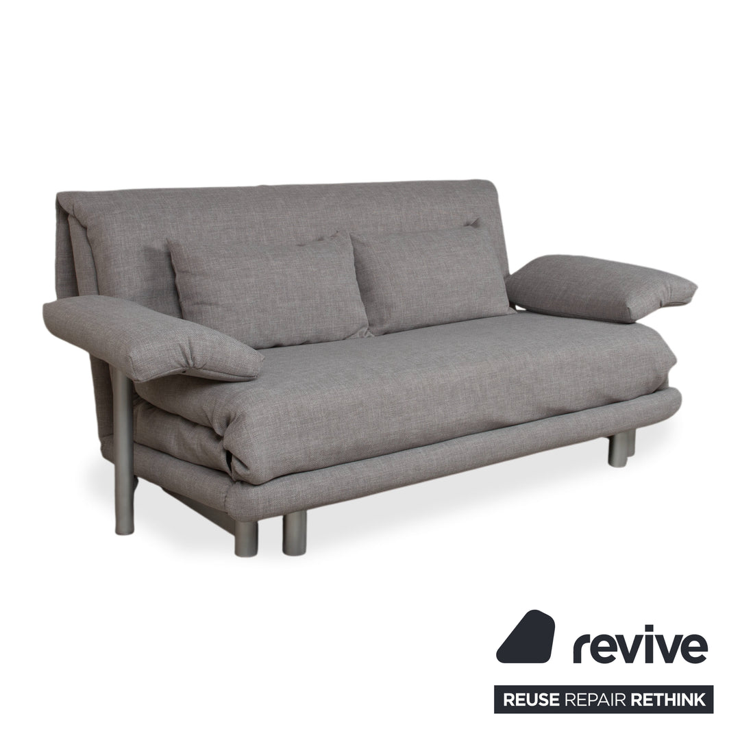 Ligne Roset Multy Stoff Dreisitzer Grau Sofa Couch manuelle Funktion Neubezug mit Armlehnen VIVO 601
