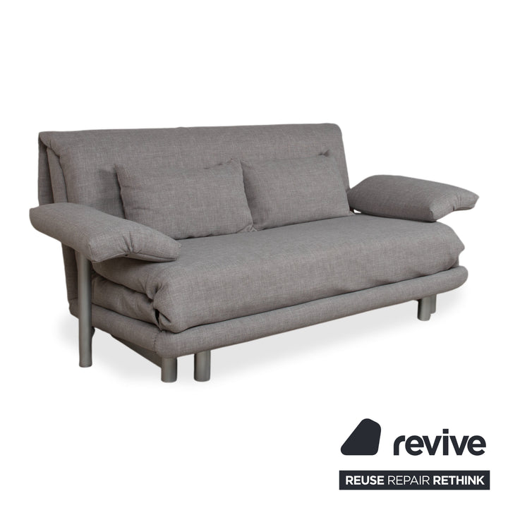 Ligne Roset Multy Stoff Dreisitzer Grau Sofa Couch manuelle Funktion Neubezug mit Armlehnen VIVO 601