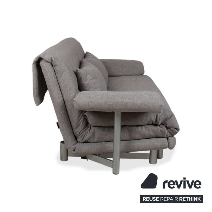 Ligne Roset Multy Stoff Dreisitzer Grau Sofa Couch manuelle Funktion Neubezug mit Armlehnen VIVO 601