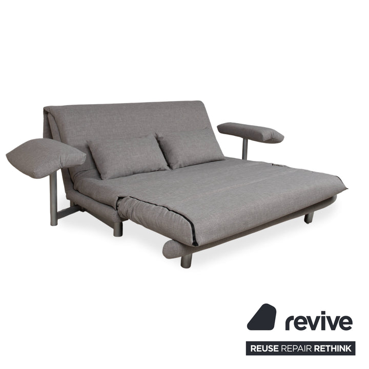 Ligne Roset Multy Stoff Dreisitzer Grau Sofa Couch manuelle Funktion Neubezug mit Armlehnen VIVO 601