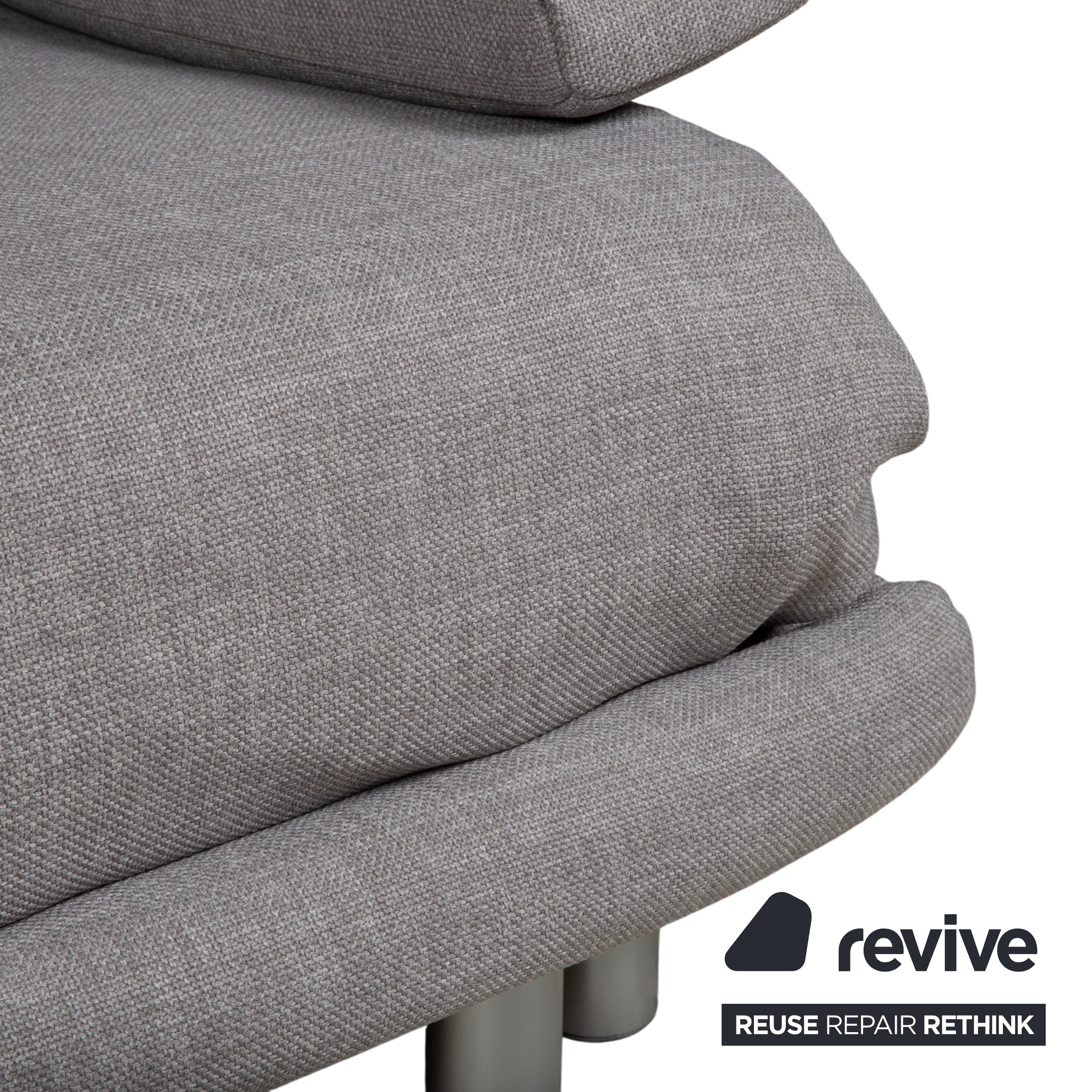 Ligne Roset Multy Stoff Dreisitzer Grau Sofa Couch manuelle Funktion Neubezug mit Armlehnen VIVO 601