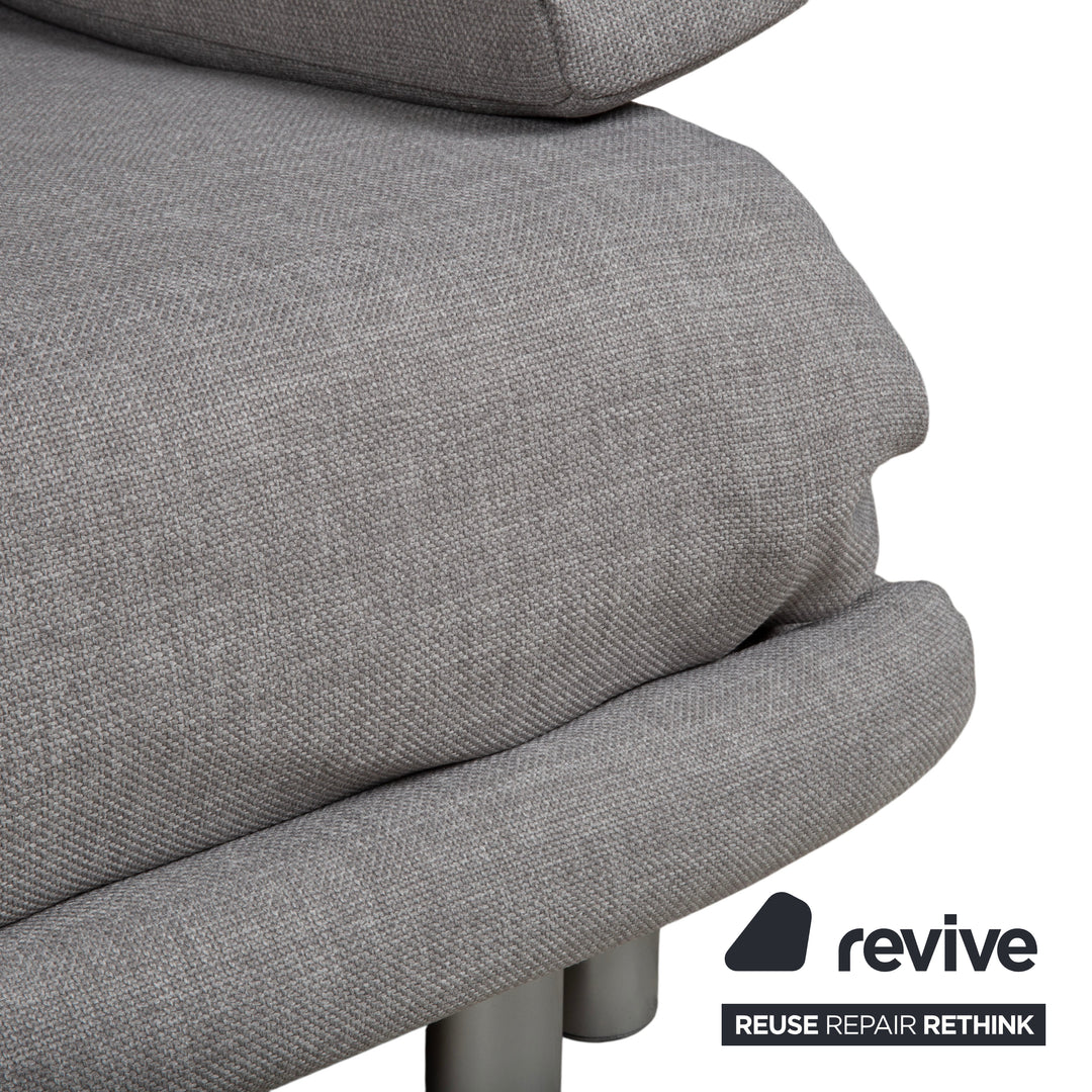Ligne Roset Multy Stoff Dreisitzer Grau Sofa Couch manuelle Funktion Neubezug mit Armlehnen VIVO 601